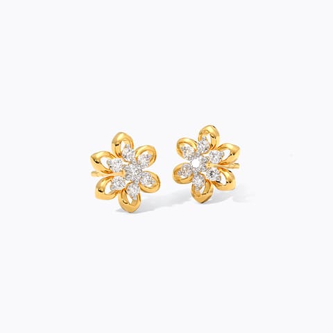 Floral Frost 9KT Diamond Stud Earrings