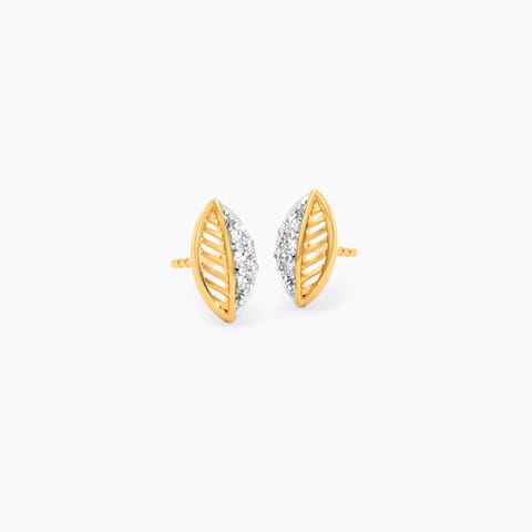 Linear Leaf 9KT Diamond Stud Earrings