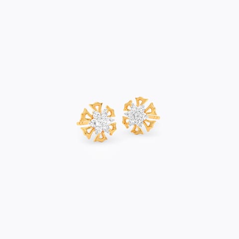 Floral Elegance 9KT Diamond Stud Earrings