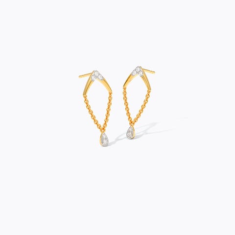 Minimalist Link 9KT Diamond Drop Earrings