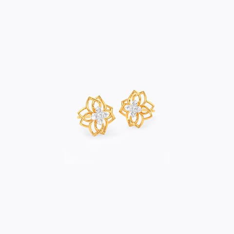 Artisan Mandala 9KT Diamond Stud Earrings