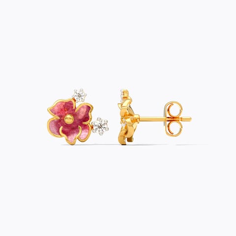 Hibiscus 9KT Diamond Stud Earrings
