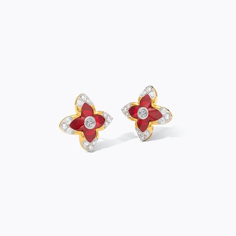 Gleaming Bloom 9KT Diamond Stud Earrings