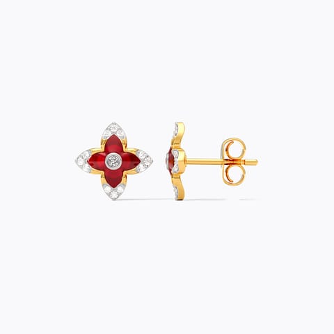 Gleaming Bloom 9KT Diamond Stud Earrings