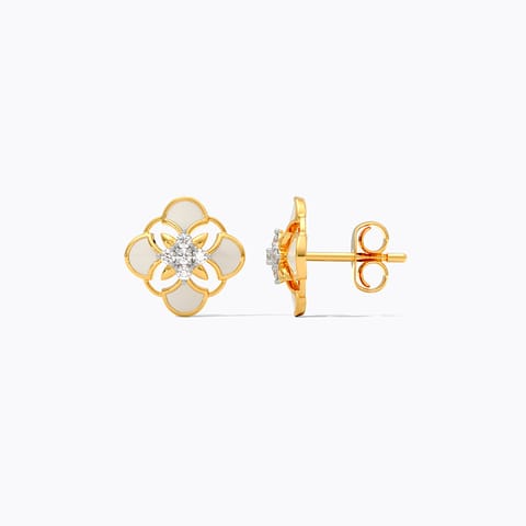Golden Bloom 9KT Diamond Stud Earrings