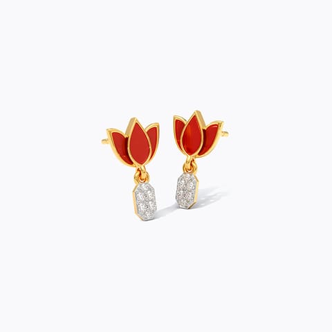 Beaming Lotus 9KT Diamond Drop Earrings