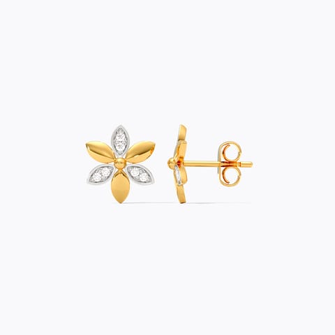 Serene Bloom 9KT Diamond Stud Earrings