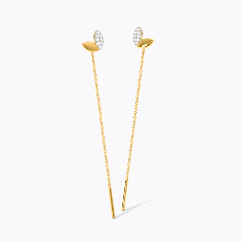 Golden Leaf 9KT Diamond Sui Dhaga Earrings