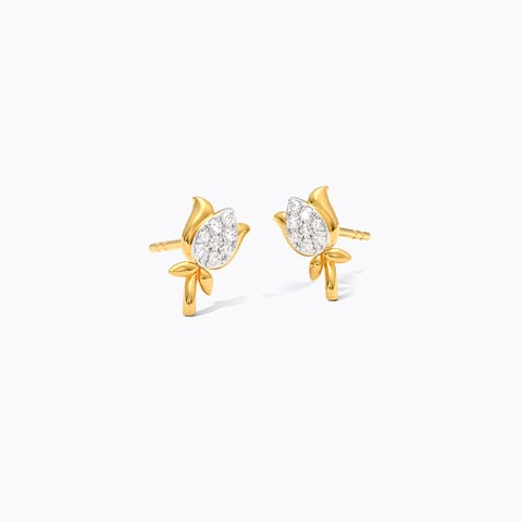 Twinkling Tulip 9KT Diamond Stud Earrings