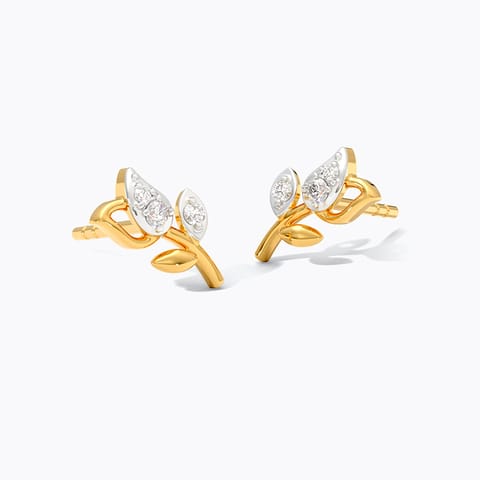 Tulip 9KT Diamond Stud Earrings