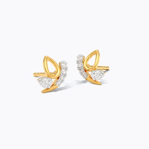 Dainty Butterfly 9KT Diamond Stud Earrings