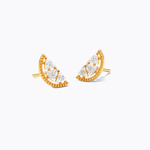 Radiant Crescent 9KT Diamond Stud Earrings