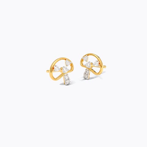 Mushroom 9KT Diamond Stud Earrings