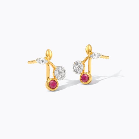 Red Cherries 9KT Gemstone Stud Earrings