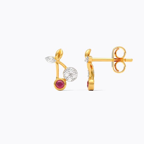 Red Cherries 9KT Gemstone Stud Earrings