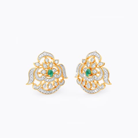 Regal Verdant Gemstone Stud Earrings