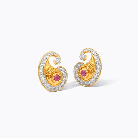 Imperial Paisley Gemstone Stud Earrings