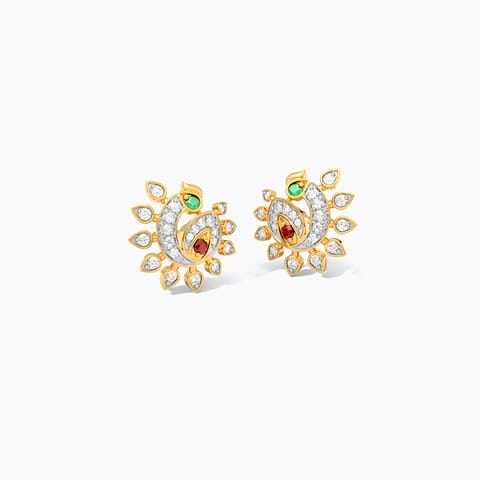 Royal Peacock Gemstone Stud Earrings