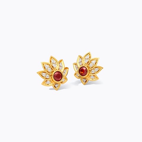 Lotus Rouge Gemstone Stud Earrings