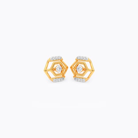 Celestial Hexagon 9KT Diamond Stud Earrings