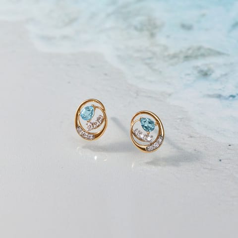 Aqua Froth Gemstone Stud Earrings