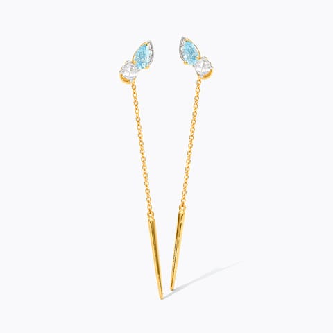 Blue Glint Gemstone Sui Dhaga Earrings Blue Glint Gemstone Sui Dhaga Earrings