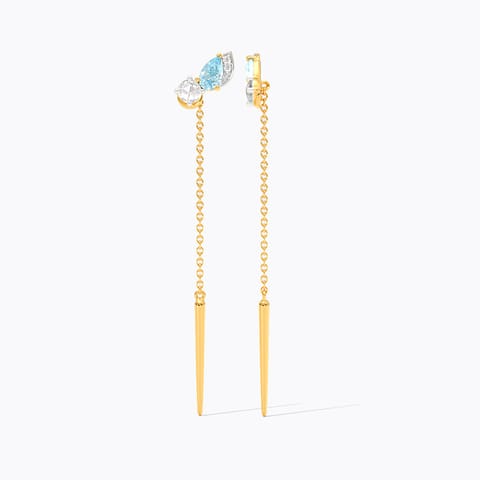 Blue Glint Gemstone Sui Dhaga Earrings Blue Glint Gemstone Sui Dhaga Earrings