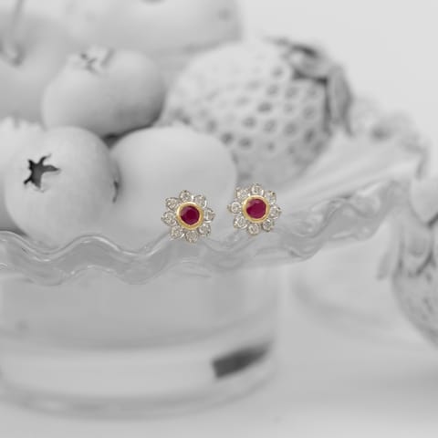 Scarlet Spark Gemstone Stud Earrings