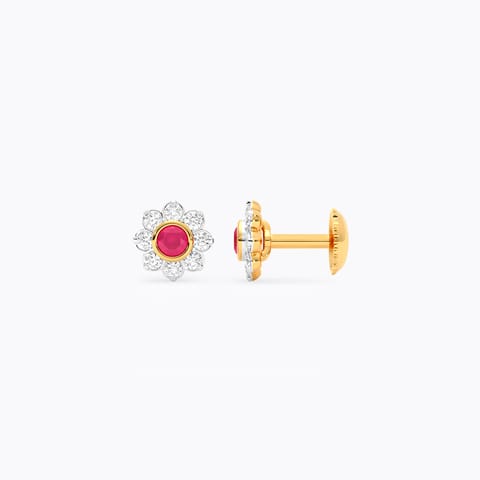 Scarlet Spark Gemstone Stud Earrings