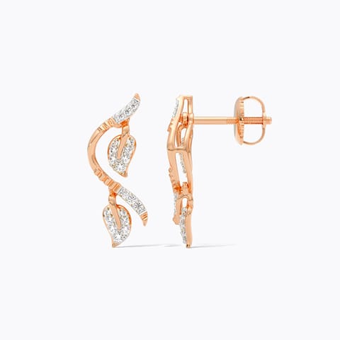 Dainty Leaf Diamond Drop Earrings