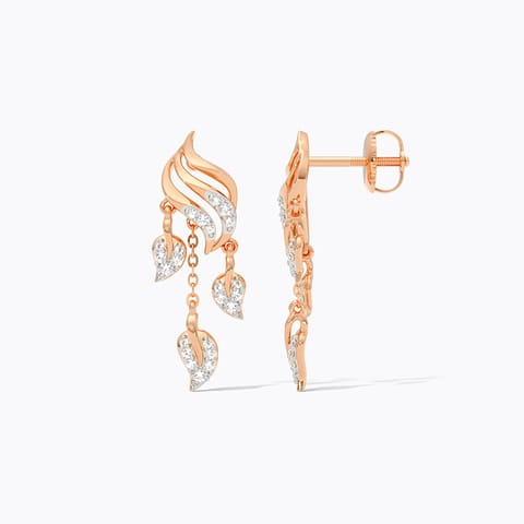 Dangling Leaf Diamond Drop Earrings