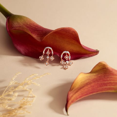 Floral Charm Diamond Drop Earrings