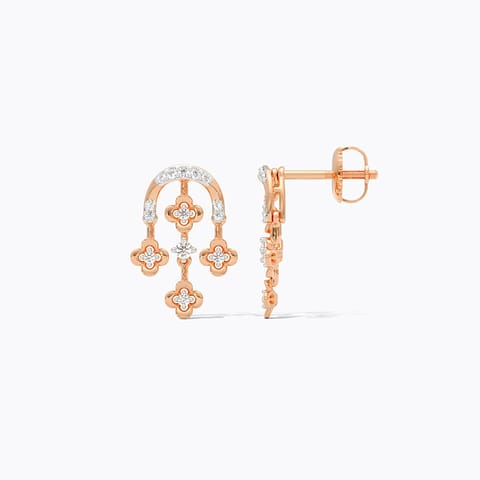 Floral Charm Diamond Drop Earrings
