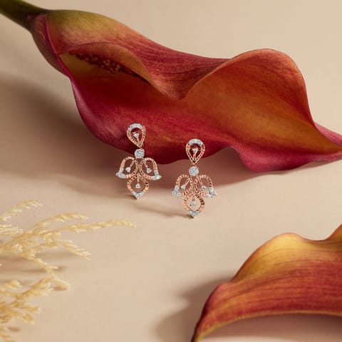 Dangling Tulip Diamond Drop Earrings