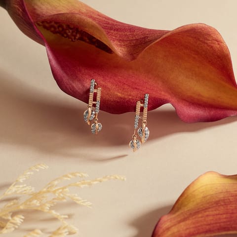 Dual Leaf Diamond Drop Earrings