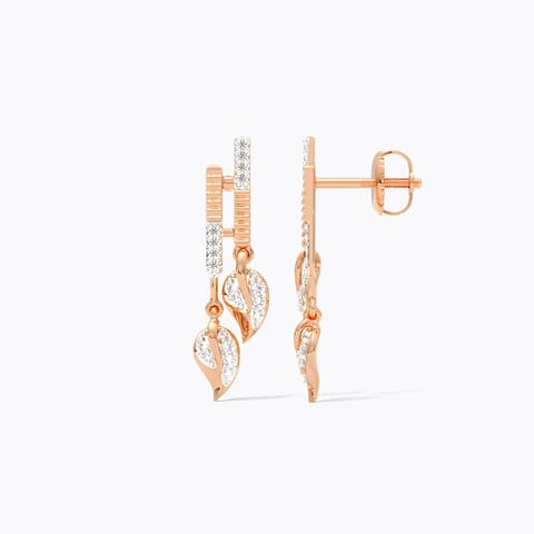 Dual Leaf Diamond Drop Earrings