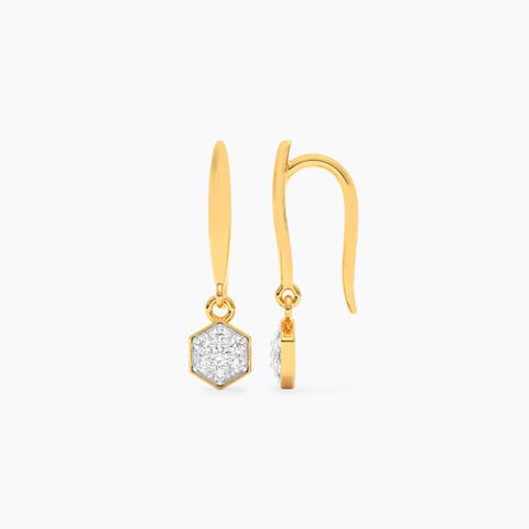 Dangling Hexagon Diamond Drop Earrings
