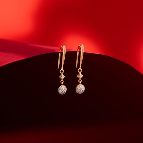 Dangling Circle Diamond Drop Earrings