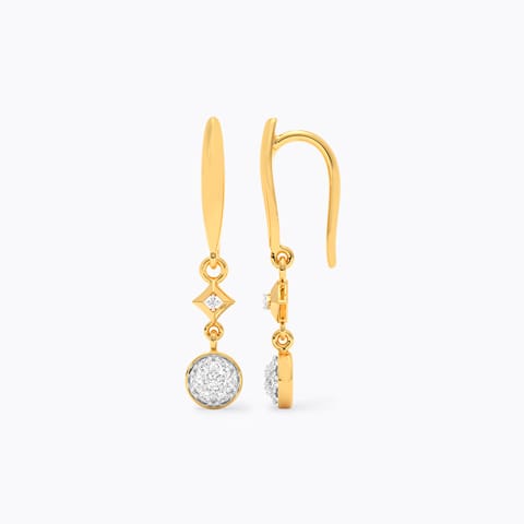 Dangling Circle Diamond Drop Earrings
