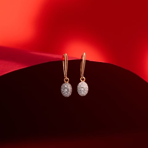 Dangling Oval Diamond Drop Earrings