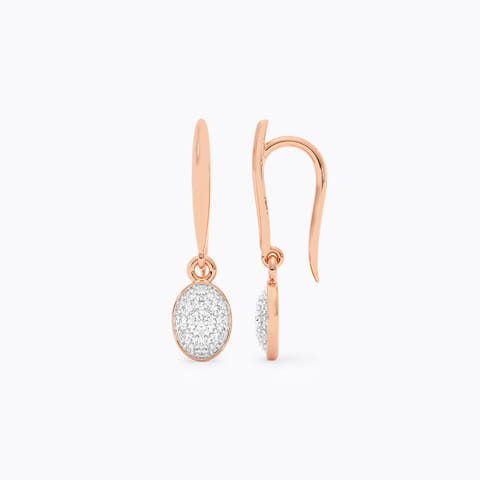 Dangling Oval Diamond Drop Earrings