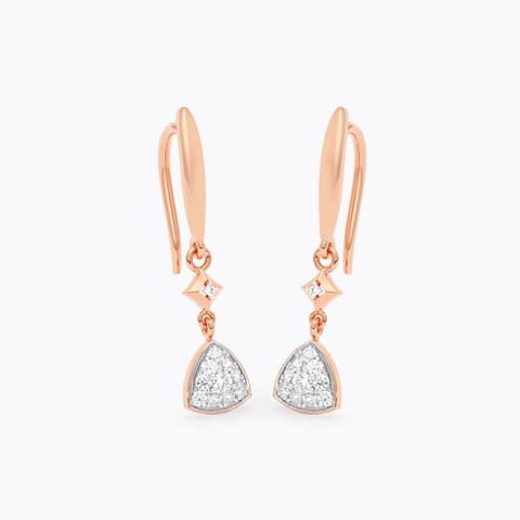 Dangling Triangle Diamond Drop Earrings
