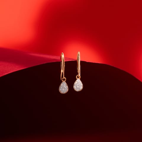 Dangling Pear Diamond Drop Earrings