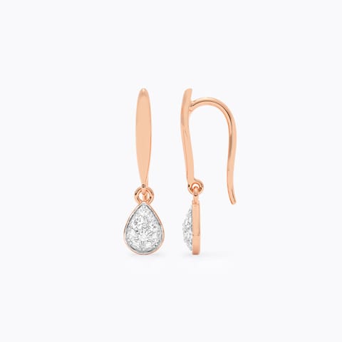 Dangling Pear Diamond Drop Earrings
