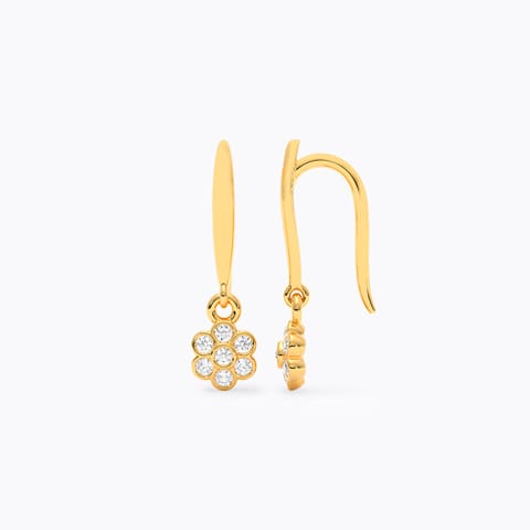 Dangling Floral Diamond Drop Earrings