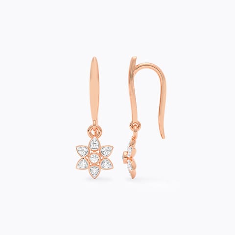 Dangling Star Diamond Drop Earrings