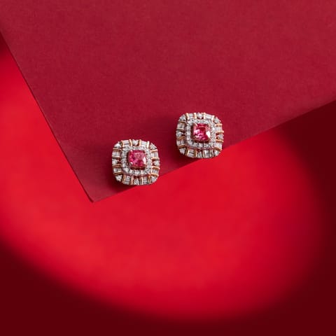 Scarlet Flame Gemstone Stud Earrings
