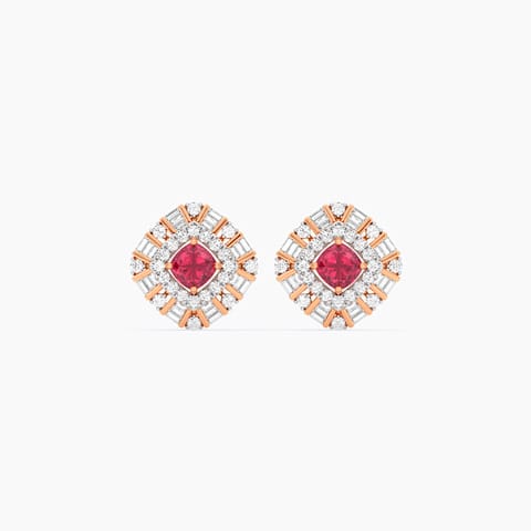 Scarlet Flame Gemstone Stud Earrings
