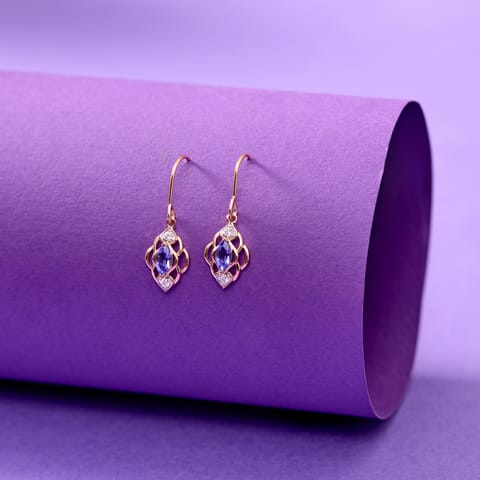Diamond,Gemstone Earrings 14 Karat Yellow Gold Czarina Gemstone Drop Earrings