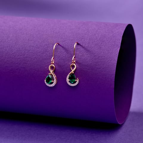 Infinte Green Gemstone Drop Earrings